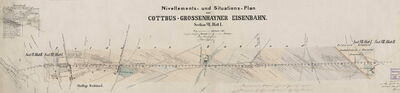 Nivelliments- und Situations-Plan zur Cottbus-Grossenhayner Eisenbahn. LASA, G12 Pläne IV/2313 - Section VII Blatt I